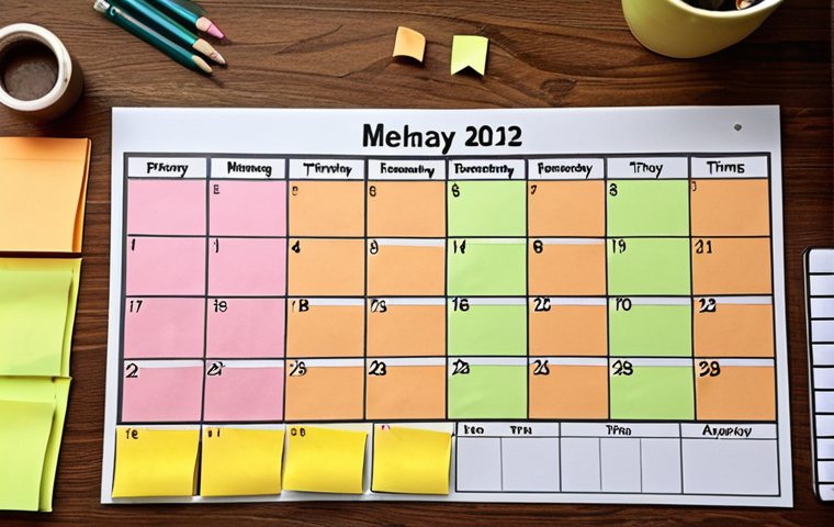 A visually appealing calendar, maybe a digital one on a tablet or a stylish paper planner, surrounded by sticky notes with networking goals written in Urdu. The calendar should show scheduled meetings and appointments. The overall aesthetic should be organized and productive, with warm, inviting colors. Focus on illustrating the concept of *using a calendar to manage time and networking effectively*.