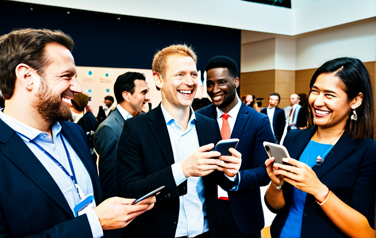 Professional Networking Event**

"A diverse group of professionals fully clothed in business attire, networking at a bright, modern social media marketing conference. People are smiling and engaging in conversation, holding tablets and smartphones. Background shows branding for 'Social Media Success Summit'. Safe for work, appropriate content, professional setting, perfect anatomy, natural proportions, well-formed hands, proper finger count, high quality."

**