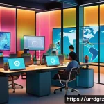 디지털 네트워킹의 사회적 영향 분석하기 - **Prompt: Global Digital Connection and Cultural Exchange**
    A vibrant, dynamic illustration depi...