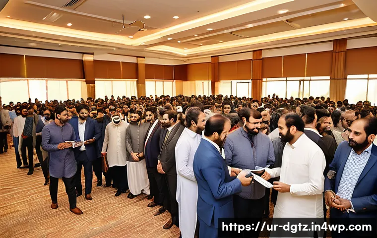 비즈니스 성장을 위한 네트워킹의 역할 - A professional business networking event in a modern conference hall in Karachi, Pakistan, featuring...