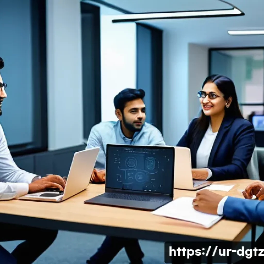 산업별 온라인 네트워킹 플랫폼 비교 - A professional networking scene focused on the technology industry, depicting a diverse group of you...
