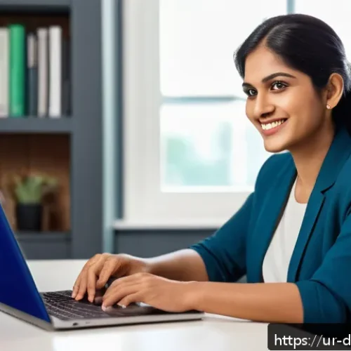 Home 32 네트워킹을 위한 피드백 수집 방법 - A professional South Asian woman in her early 30s wearing business casual attire, sitting in a moder...