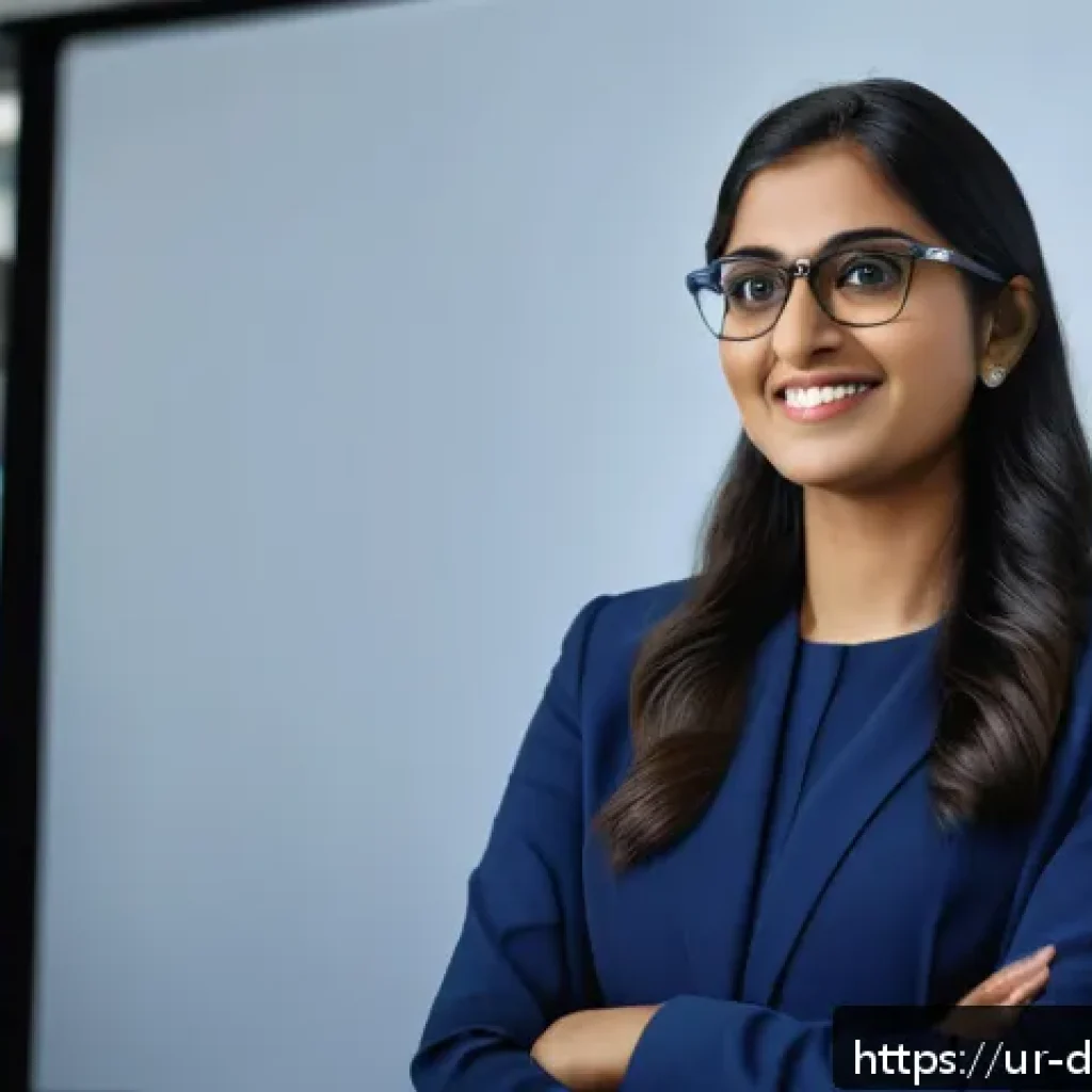 효과적인 네트워킹을 위한 스피치 연습 - A confident young South Asian professional woman giving a presentation in a modern office setting, w...