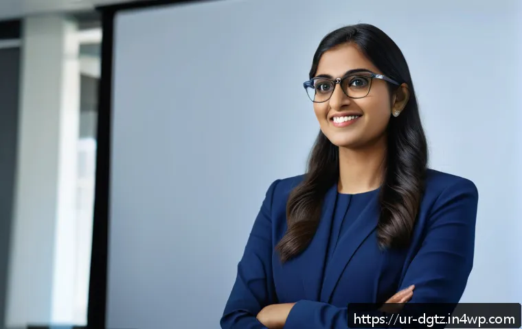 효과적인 네트워킹을 위한 스피치 연습 - A confident young South Asian professional woman giving a presentation in a modern office setting, w...