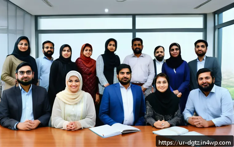 전문가와의 관계 유지의 중요성 - A warm and inspiring scene of a diverse group of Urdu-speaking professionals and experts engaged in ...