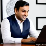 Home 23 온라인 네트워킹을 통한 고객 확보 방법 - A professional South Asian businessman in a modern home office setting, engaging in a video call on ...
